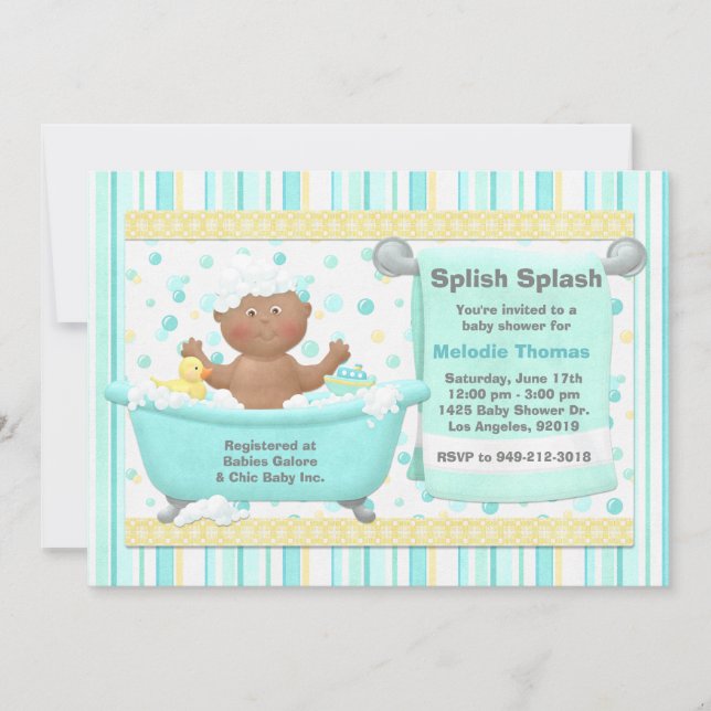 Baby shower de bain Invitation afro-américaine (Devant)