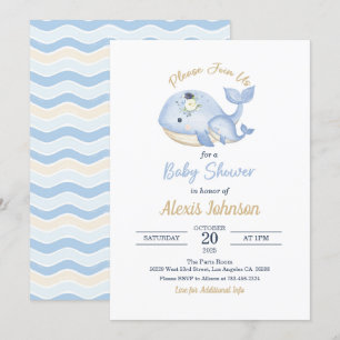 Baby shower de baleine Invitation pour garçon