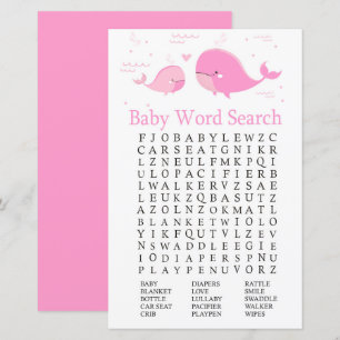 Baby shower de baleine rose Mot de recherche Jeu