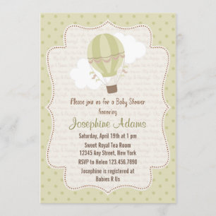 Baby shower de ballon à air chaud Invitation vert