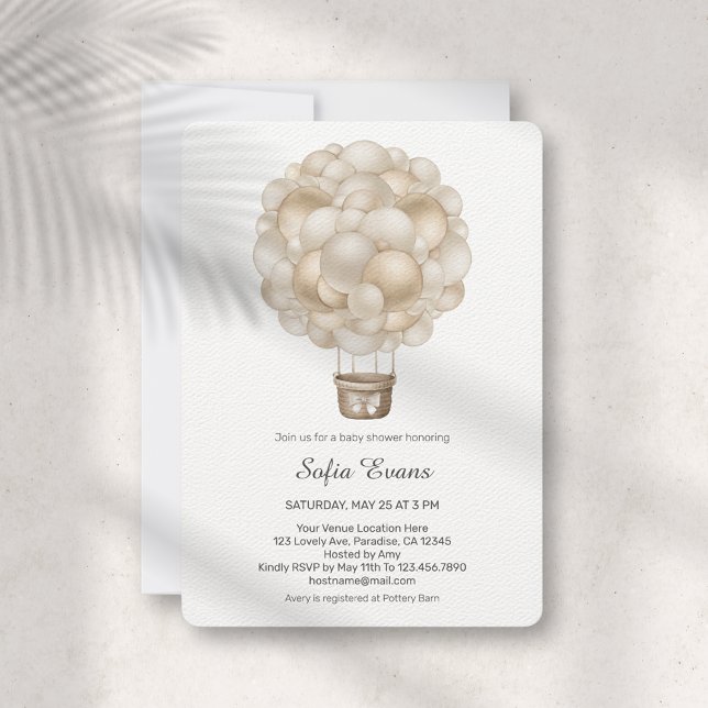 Baby shower de ballon Beige Hot Air Invitation (Créateur téléchargé)