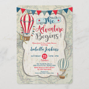 Baby shower de ballons à air chaud Carte Vintage