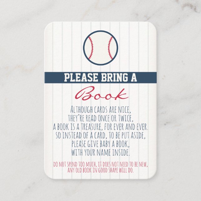 Baby shower de baseball Apportez une carte de livr (Devant)