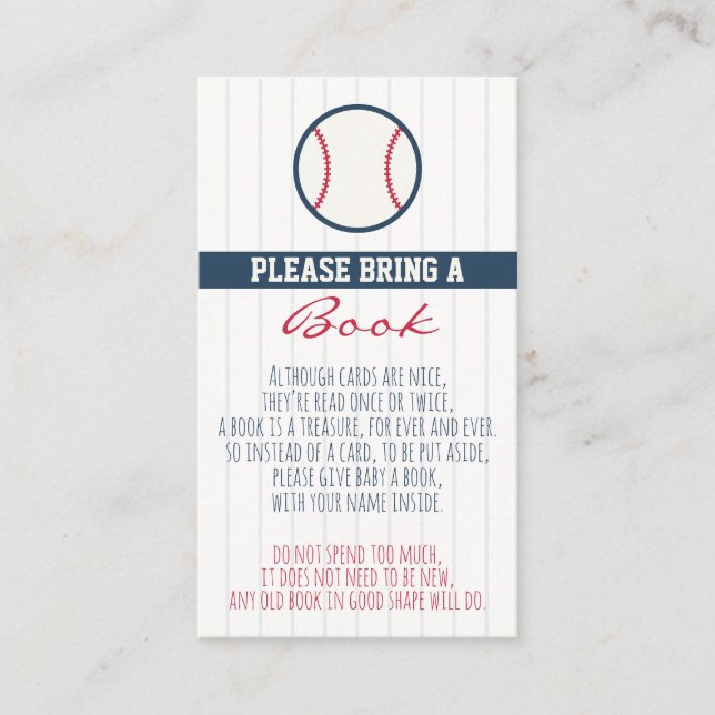 Baby shower de baseball Apportez une carte de livr (Devant)