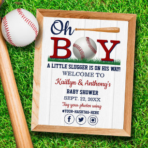 Baby shower de baseball Boys Affiche de bienvenue