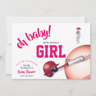 Baby shower de baseball FILLE PINK Blue Invitation