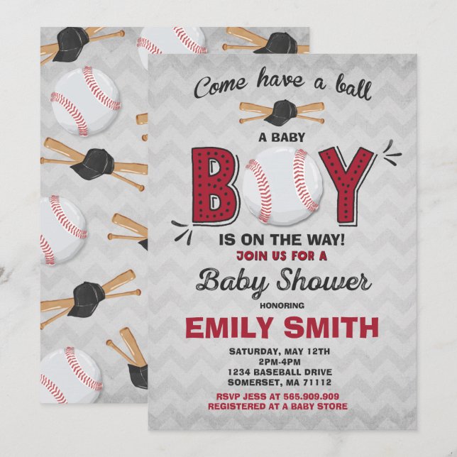 Baby shower de baseball Invitation Baby shower spo (Devant / Derrière)