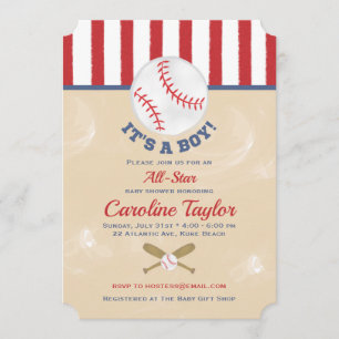 Baby shower de baseball Invitation Style de billet