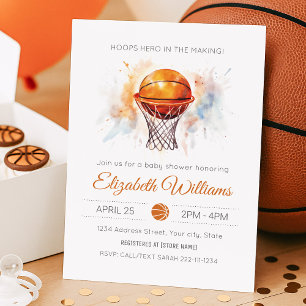 Baby shower de basket-ball aquarelle Invitation