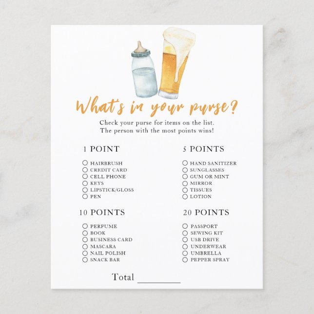 Baby shower de bière - Ce qui est dans votre jeu d (Devant)