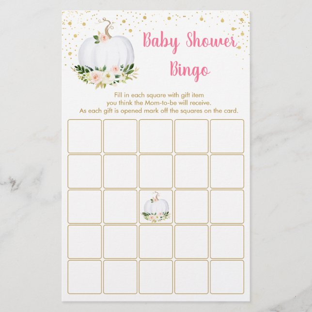 Baby shower de Bingo citrouille Pink Gold (Devant)