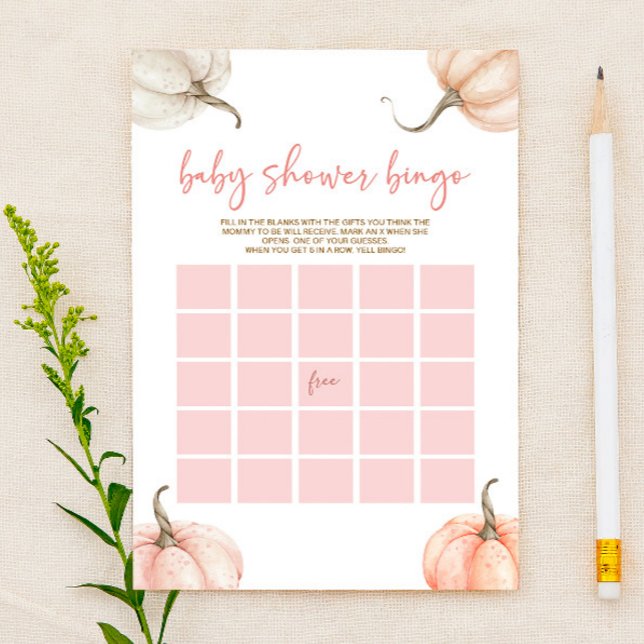 Baby shower de Bingo d'automne Citrouille rose (Créateur téléchargé)
