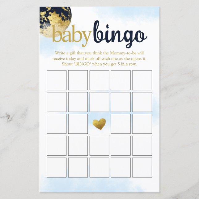 Baby shower de Bingo de Bingo Blue et Gold de la M (Devant)