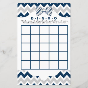 Baby shower de bingo jeux, cravate arc gris marine