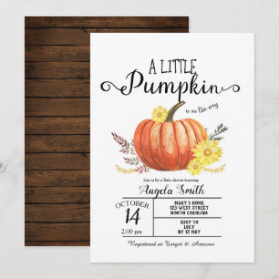 Baby shower de bois Petite invitation Citrouille R