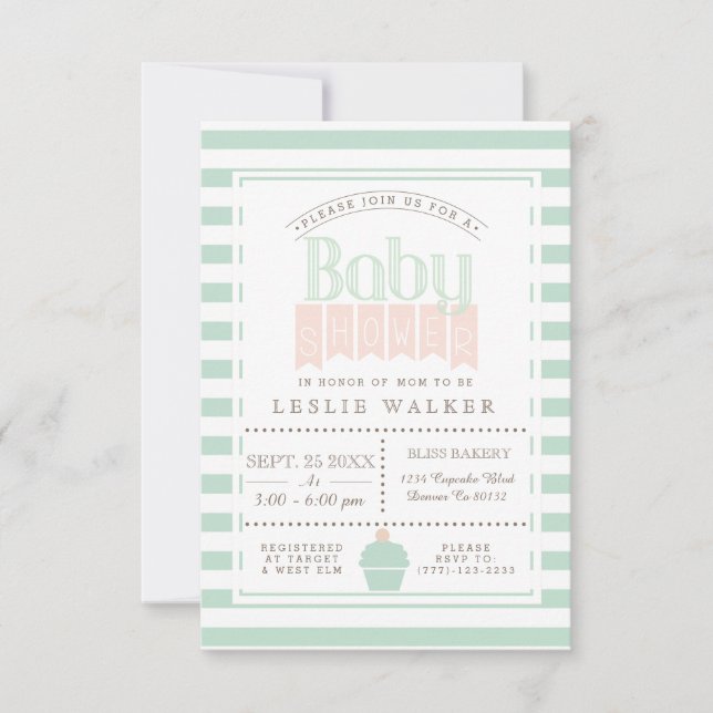 Baby shower de boulangerie chic Invitation (Devant)