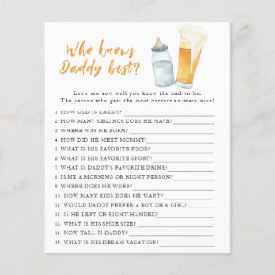 Baby shower de brasserie - Jeu Qui connaît le mieu