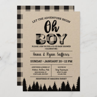 Baby shower de Buffle Noir Plaid Invitation Oh Gar