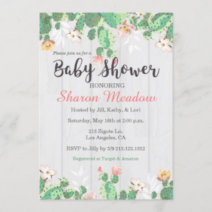 Baby shower de cactus floraux doux Invitation