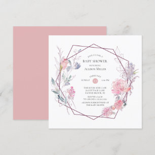 Baby shower de cadre floral géométrique Invitation