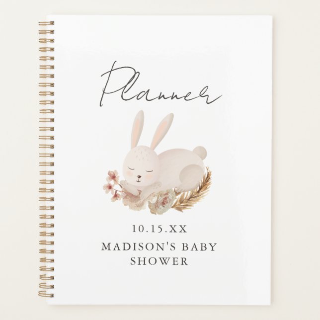Baby shower de calligraphie de lapin doux (Devant)