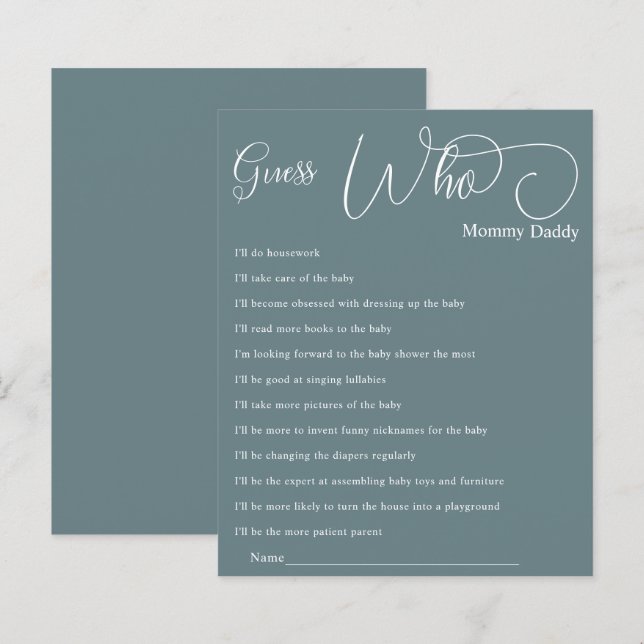 Baby shower De Calligraphie Minimale Moderne Devin (Devant / Derrière)