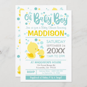 Baby shower de canard en caoutchouc Invitation Gar
