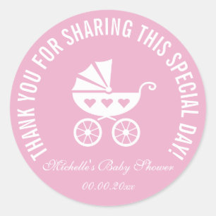 Baby shower de carrosserie rose faveur autocollant
