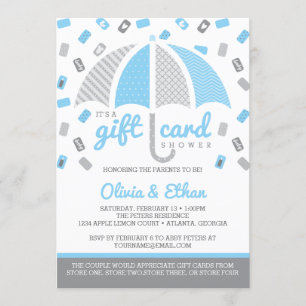 Baby shower de carte cadeau, Bleu bébé, Gris