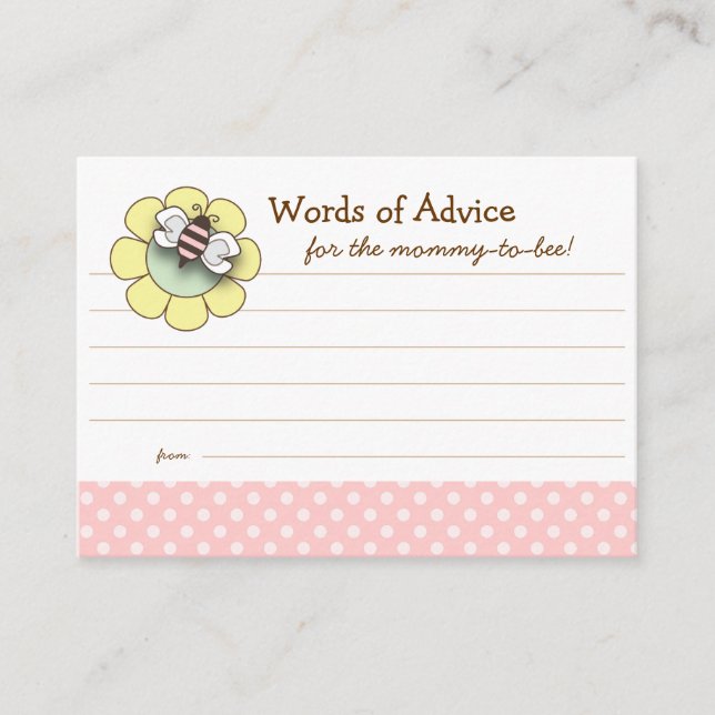 Baby shower de carte de conseil maman to Be | Rose (Devant)