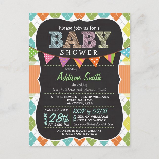 Baby shower de carte postale; invitation de Jacqua (Devant)