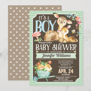Baby shower de cerfs de bois Invitation Garçon
