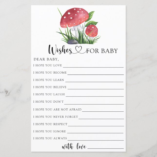 Baby shower de champignons de automne Voeux pour b (Devant)