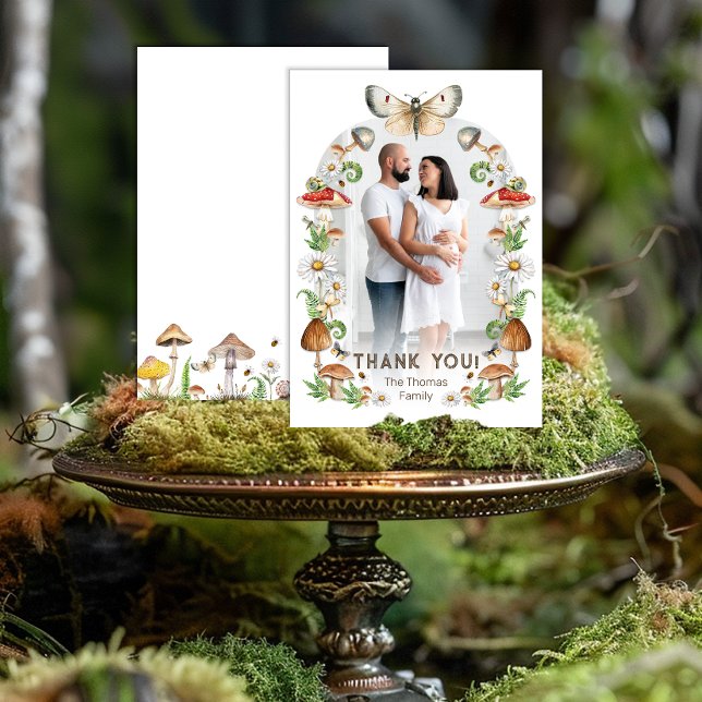 Baby shower de champignons de bois Carte de remerc (Woodland Thank You Card)
