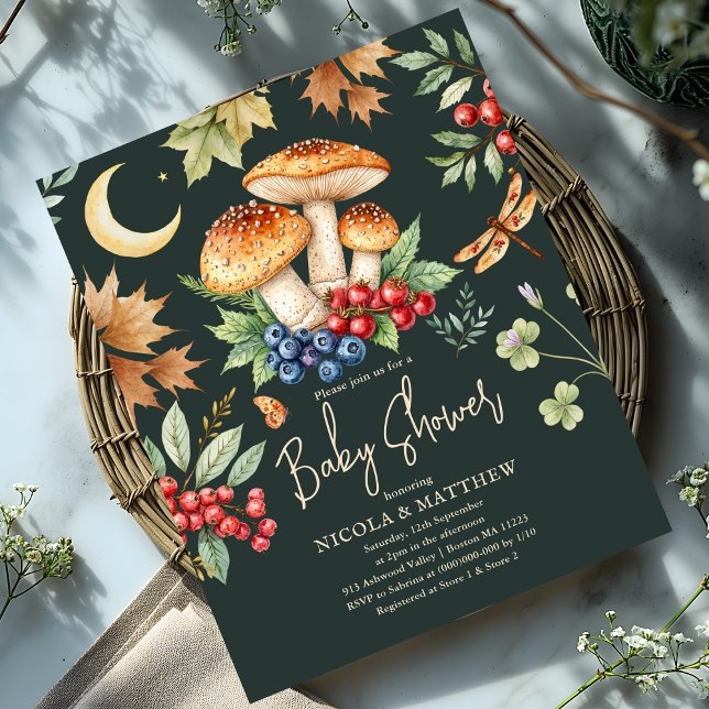 Baby shower de champignons des bois Invitation bud (Créateur téléchargé)