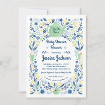 Baby shower de charme Brunch Invitation Vert
