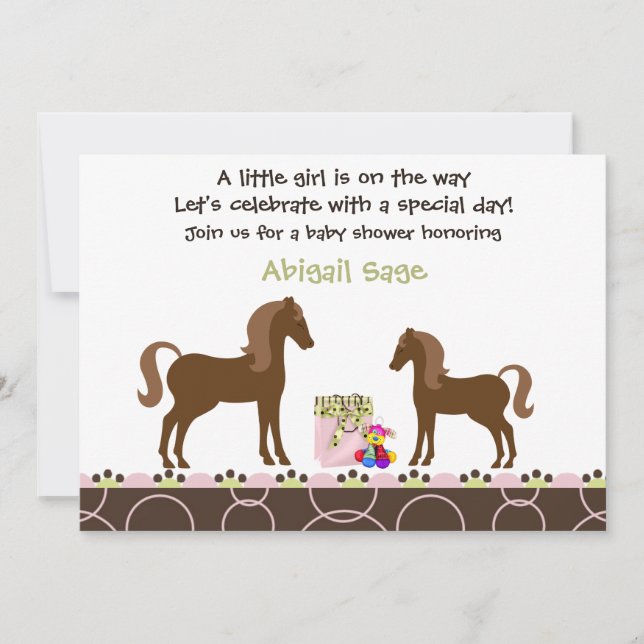 Baby shower de cheval Invitation pour les filles (Devant)