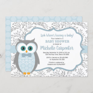 baby shower de chouette invitation garçon forêt gr