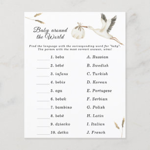 Baby shower de cigogne - Bébé autour du monde jeu
