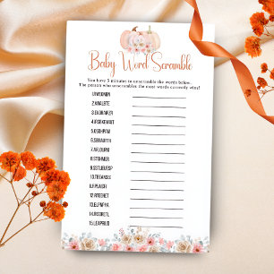 Baby shower de Citrouille doux Floral Word Scrambl