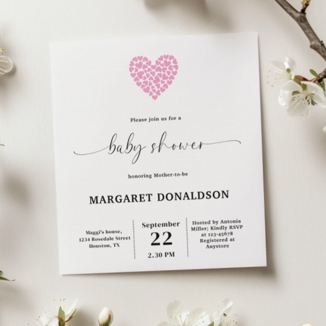 Baby shower de coeur rose pâle du budget (Créateur téléchargé)