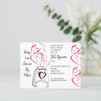 Baby shower de Coeurs roses par Invitation de mess