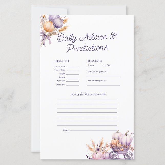 Baby shower de conseil de prédiction Citrouille vi (Devant)