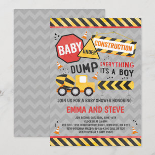 Baby shower de construction Invitation Camion Douc