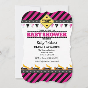 Baby shower de construction rose chaud Invitation