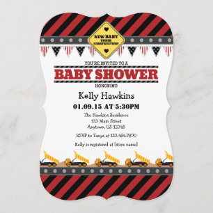 Baby shower de construction rouge Invitation