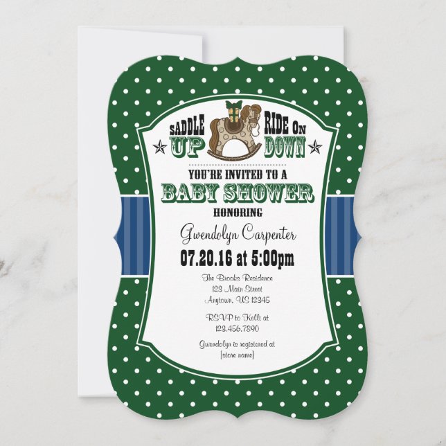 Baby shower de cowboy bleu foncé Invitation (Devant)