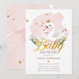 Baby shower de cygne Invitation Princesse Pink Gol