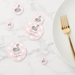 Baby shower de cygne rose En vichy table Confetti