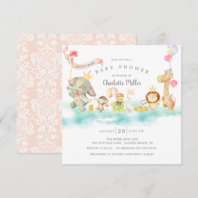 Baby shower de défilé doux Invitation (Devant / Derrière)